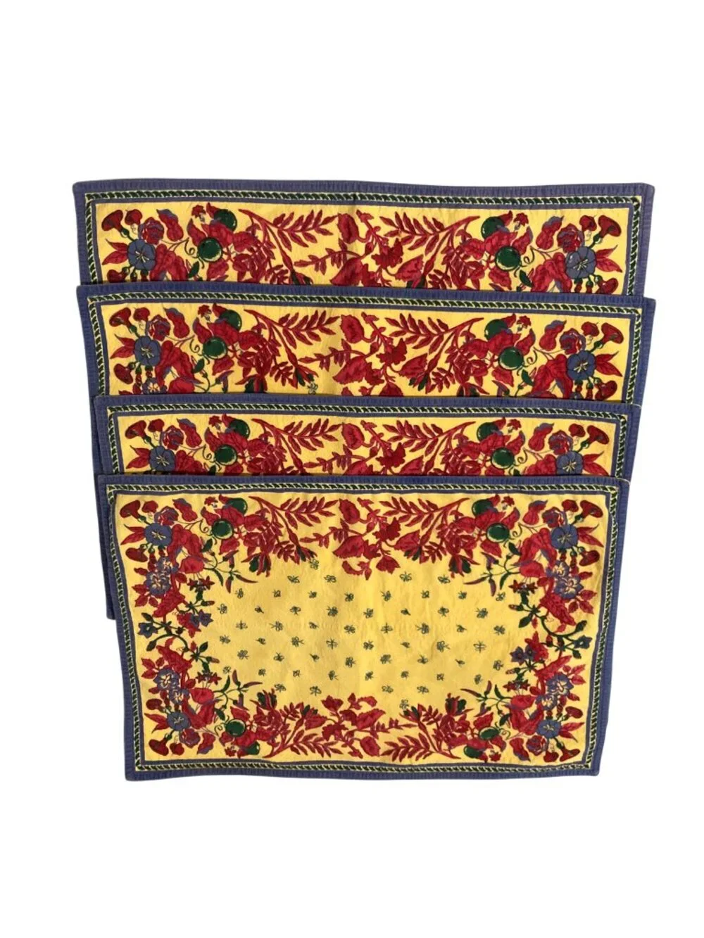 Williams Sonoma Vintage Cotton Placemats French Provence Bees And Flowers - 4